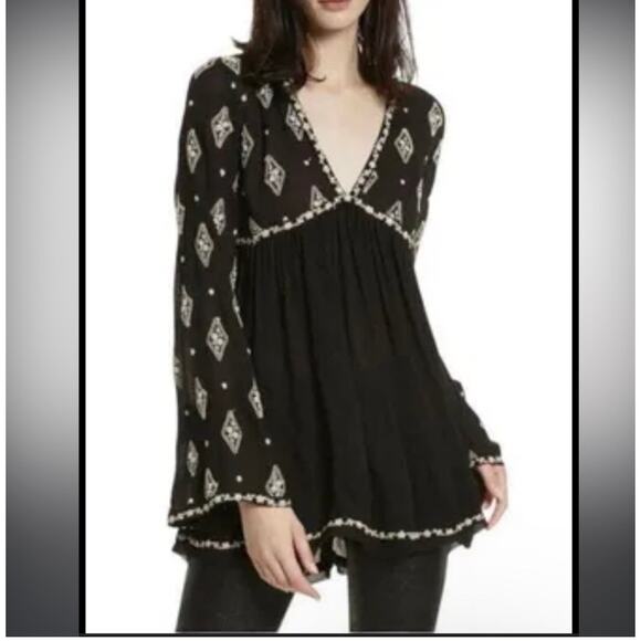 Free People Diamond Embroidered Tunic sz M - Picture 9 of 14